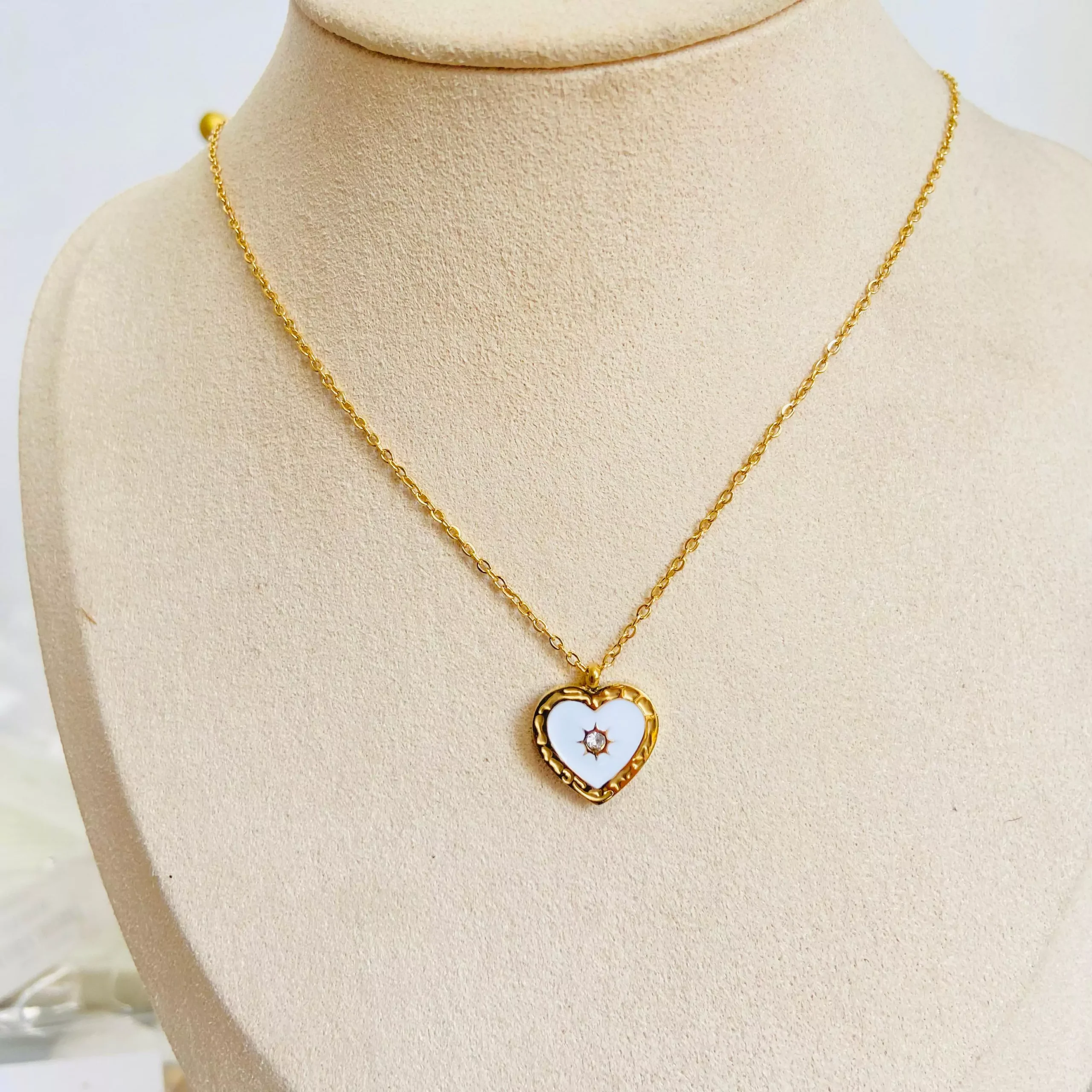 White Heart Necklace