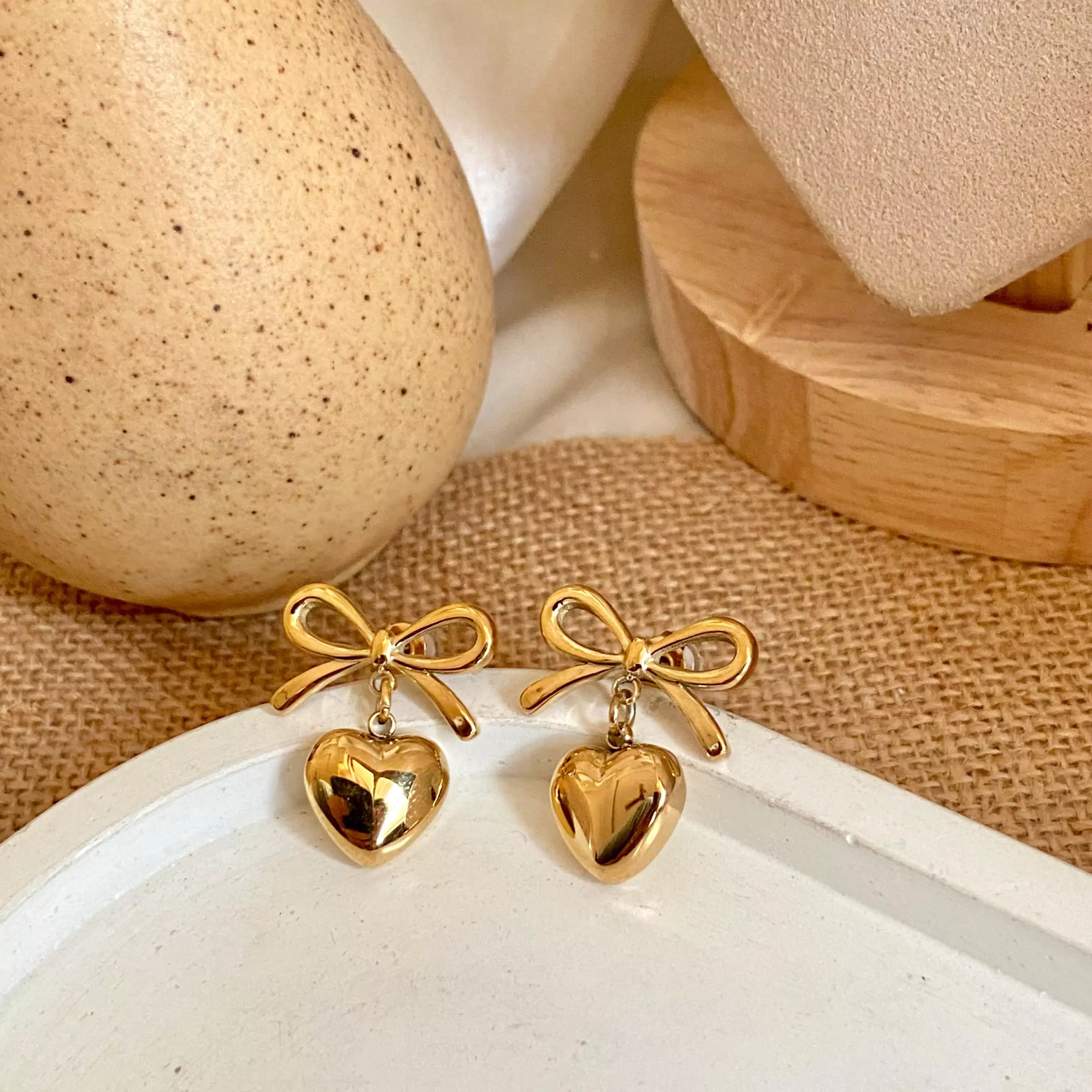 Bow Heart Earrings