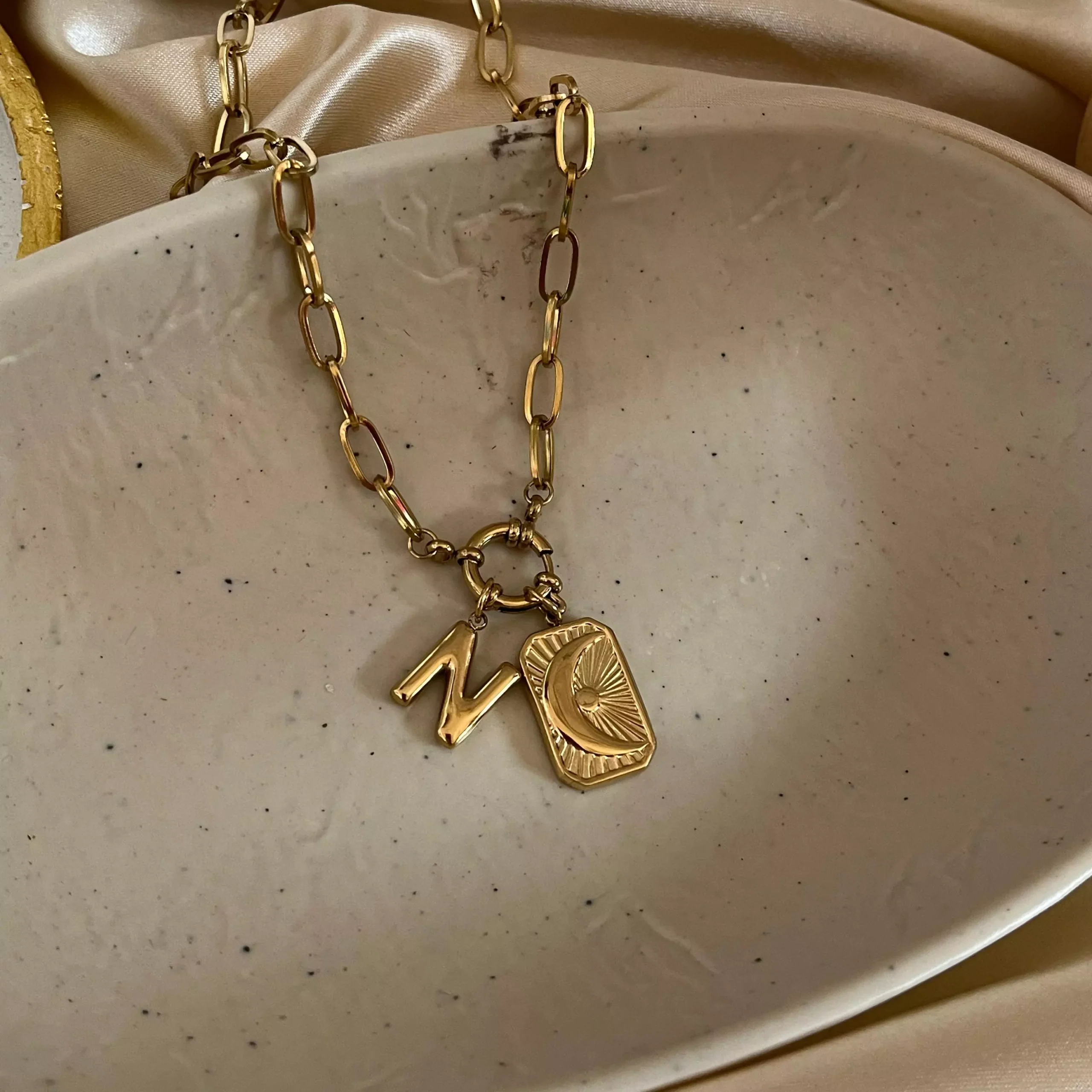 Multi Charms Necklace-12 (with Alphabet N)