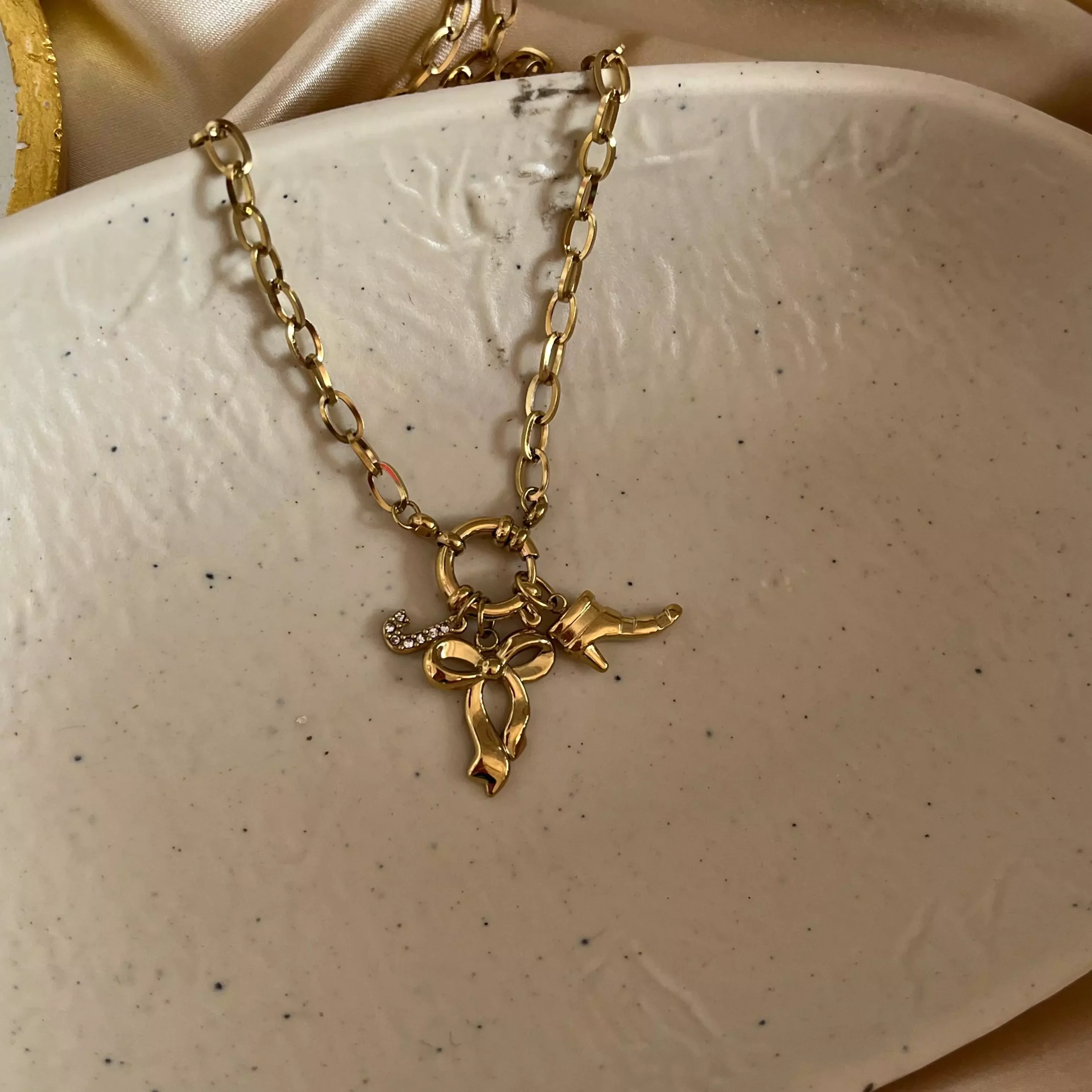 Multi Charms Necklace- 28 (With Alphabet J)