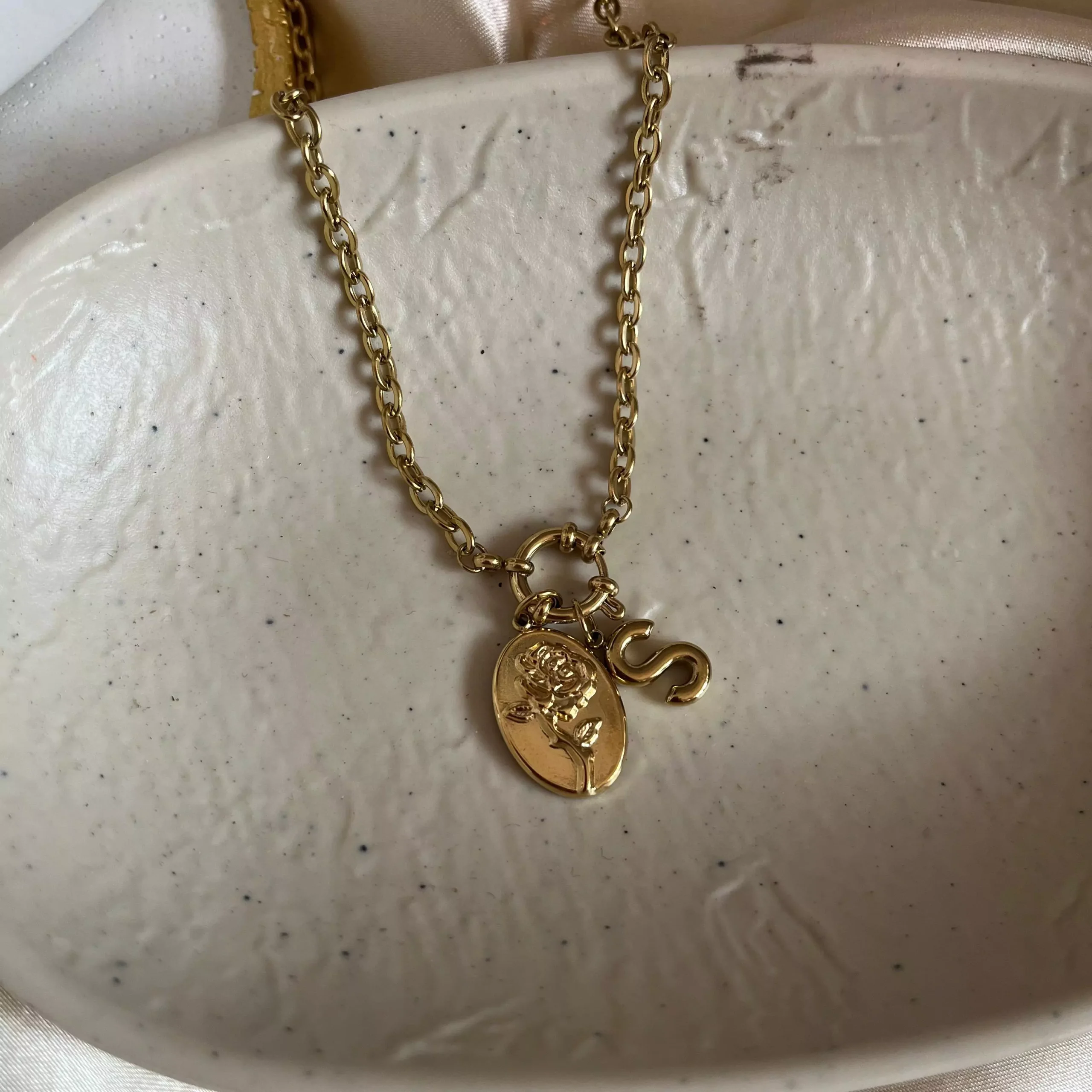 Multi Charms Necklace-18 (With Alphabet S)