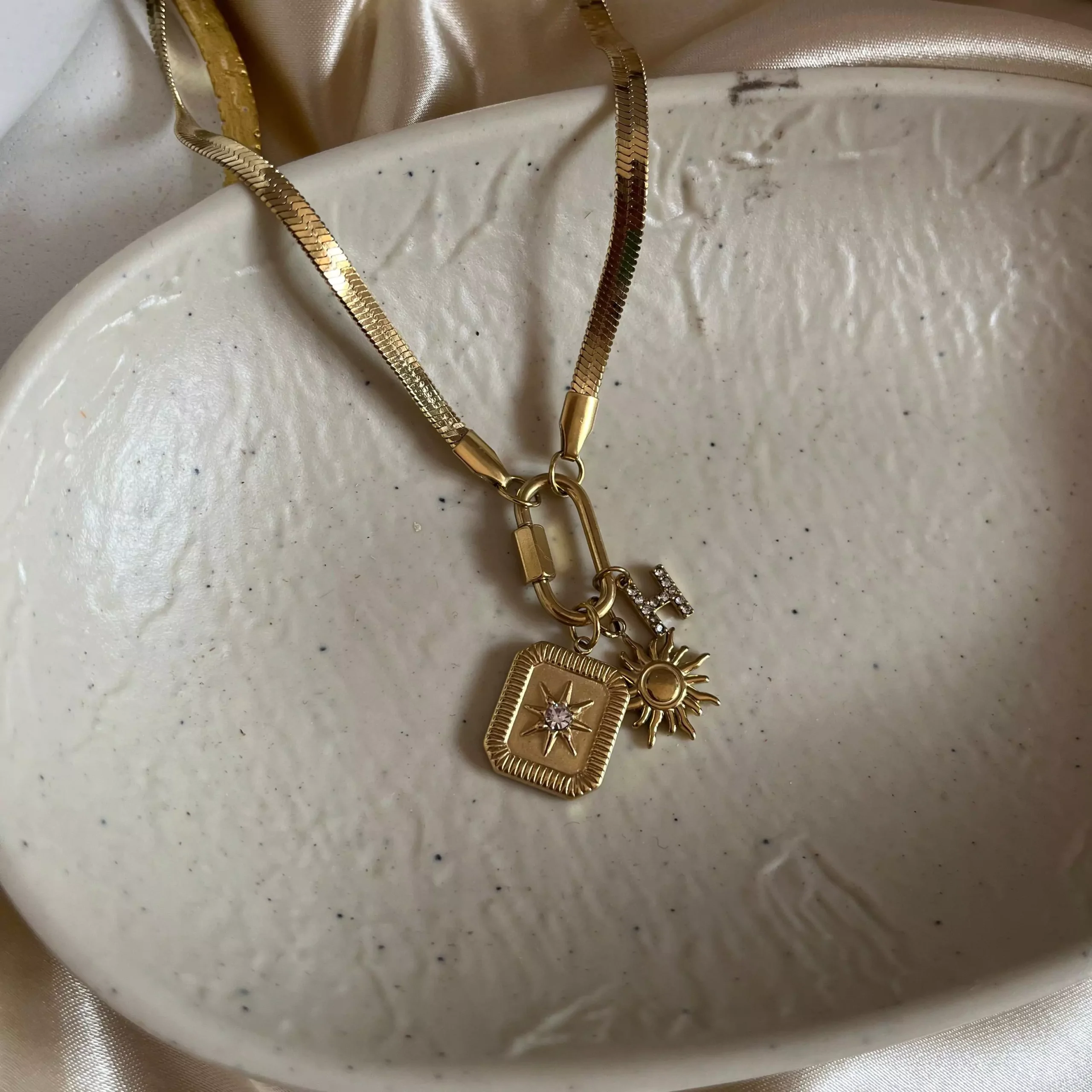 Multi Charms Necklace-16 (with Alphabet H)