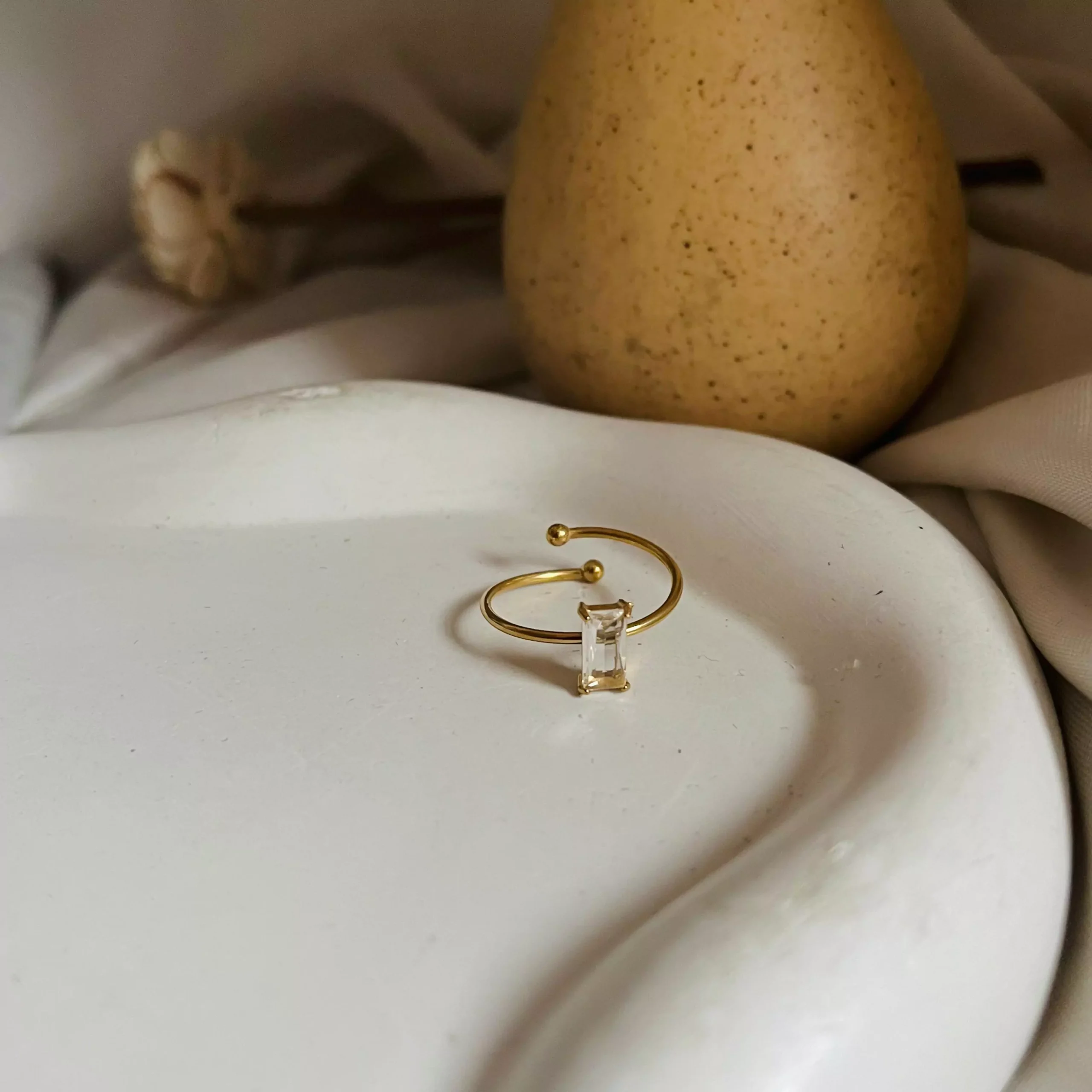 Rectangle Block Ring- white