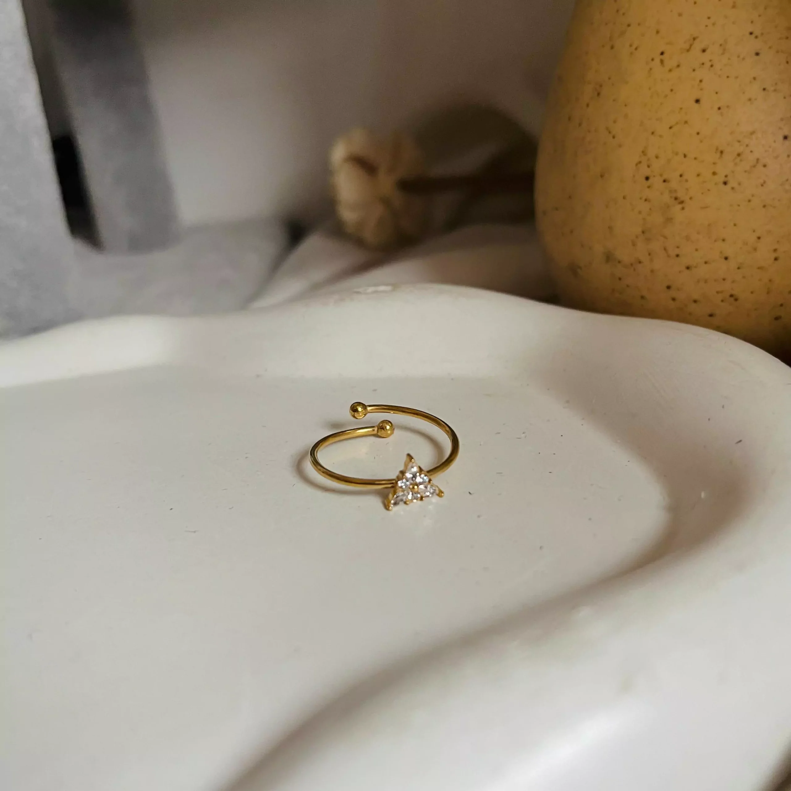 Triangle Studded Ring- White