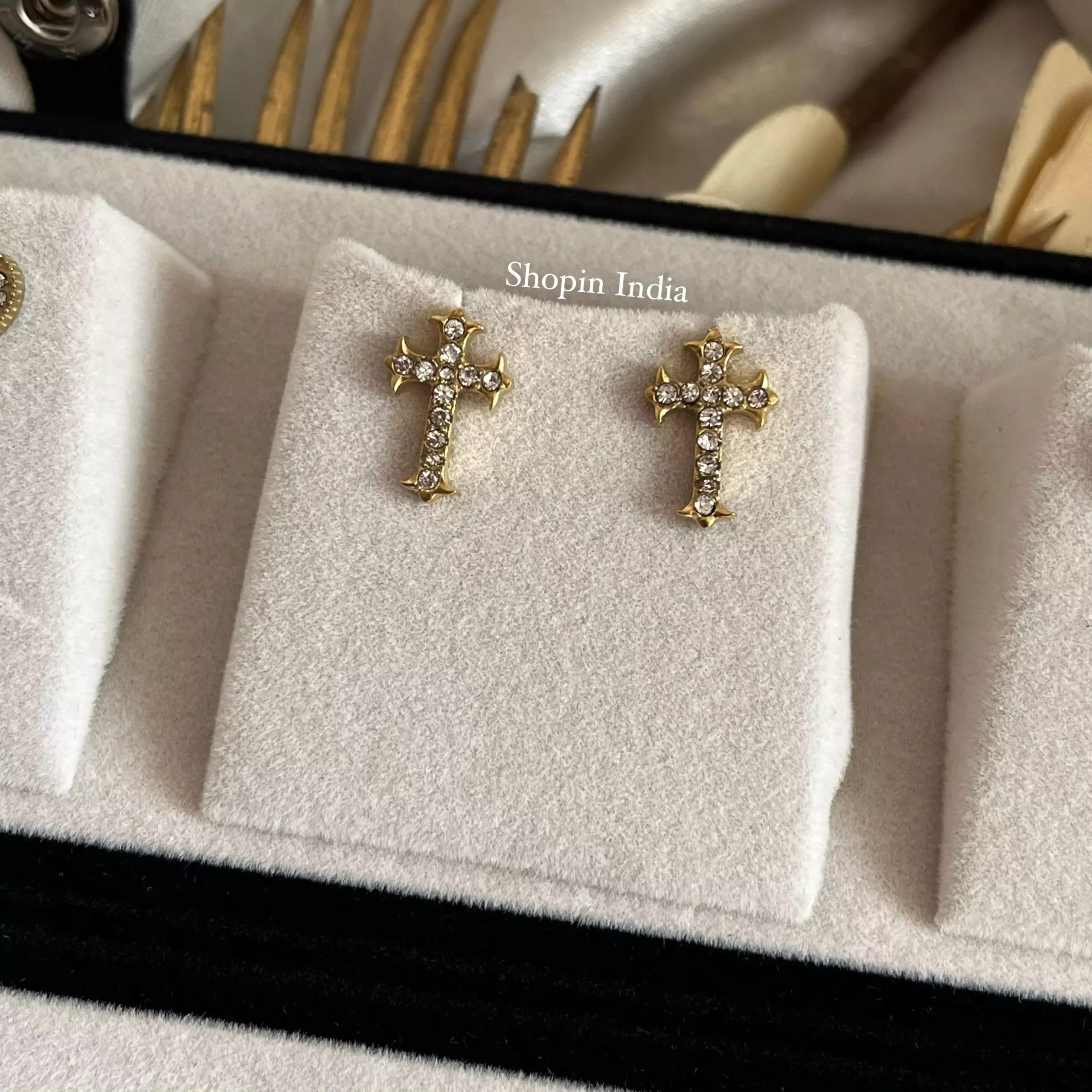 Cross Studded Earrings