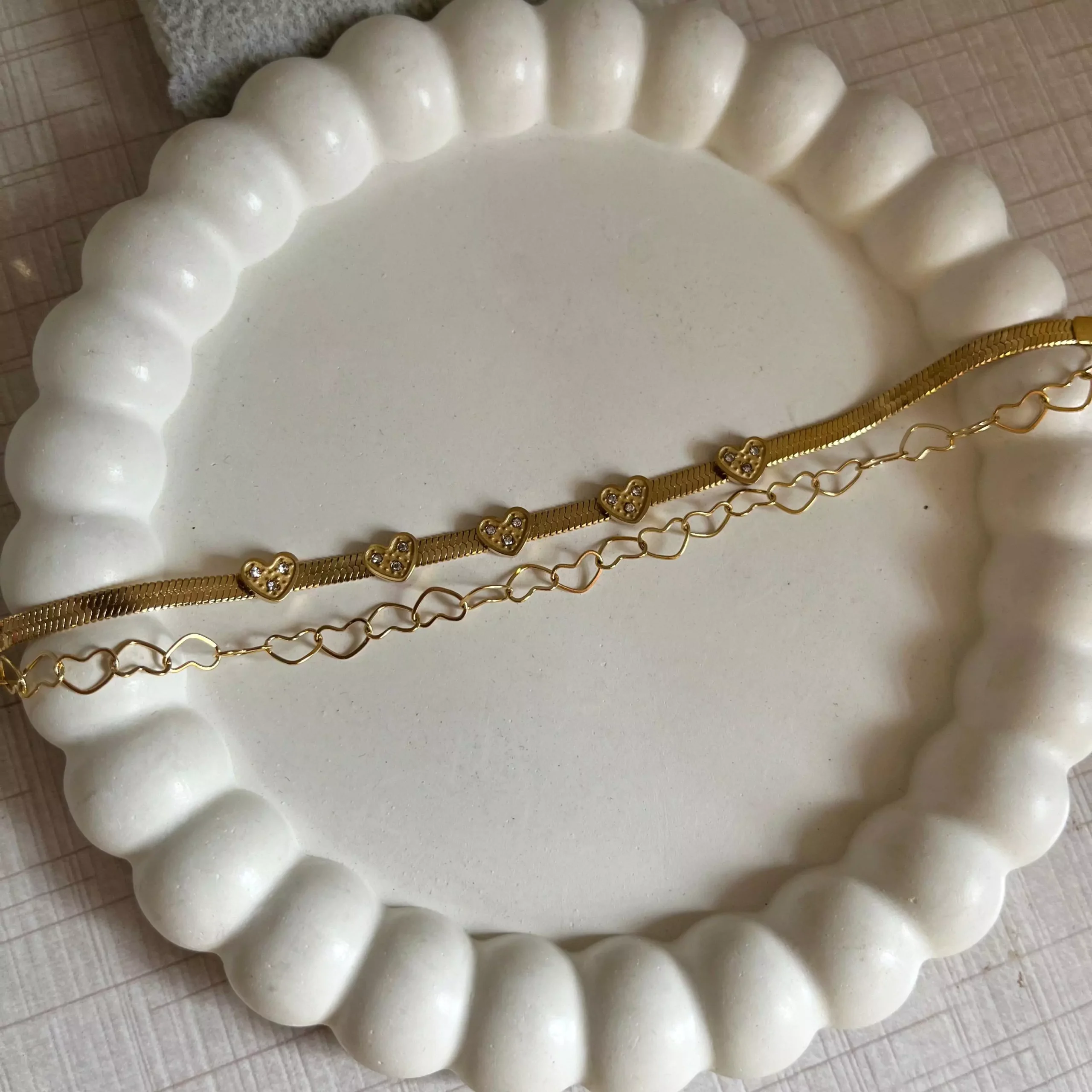 Hearts Linked Layered Bracelet