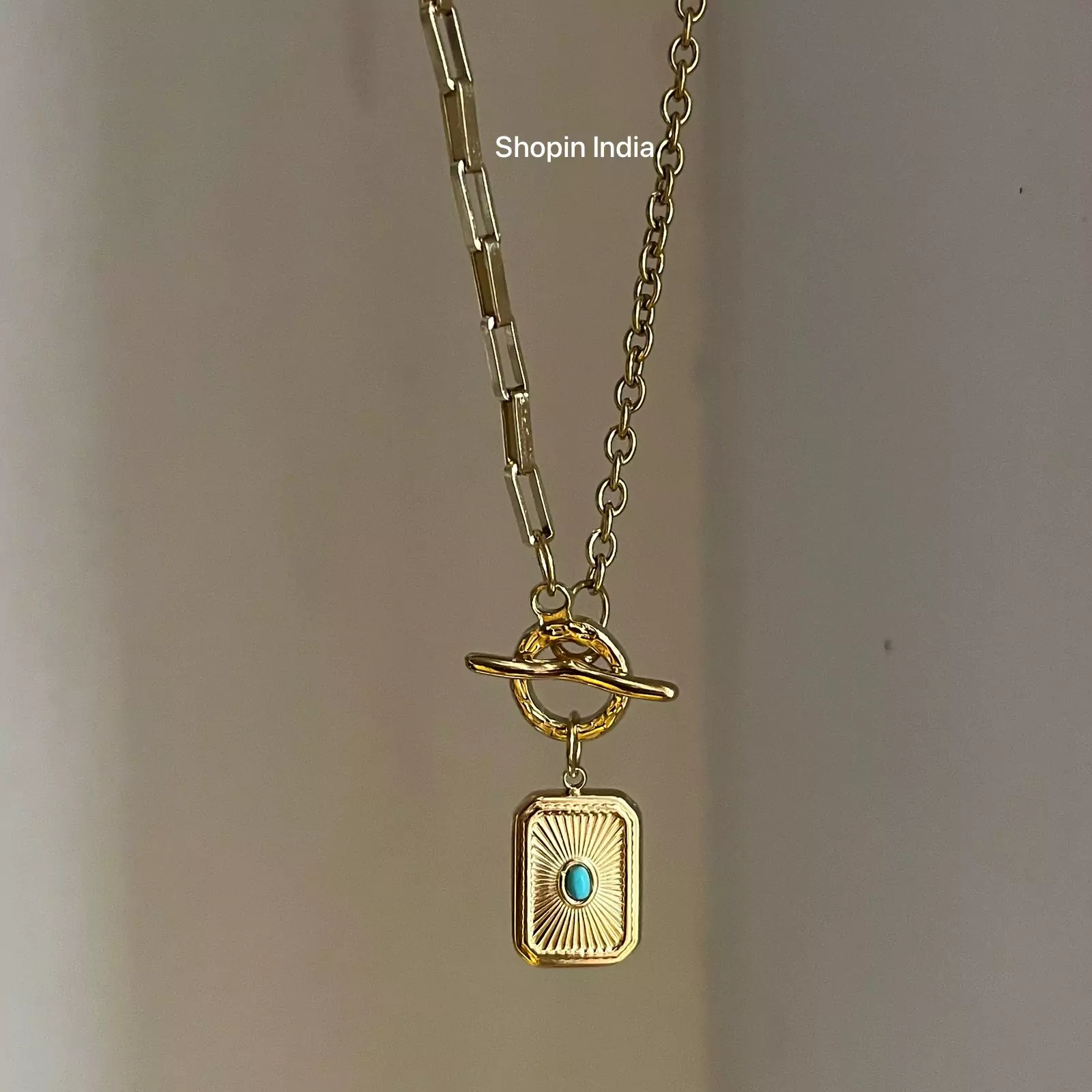 Turque Block Linked Necklace