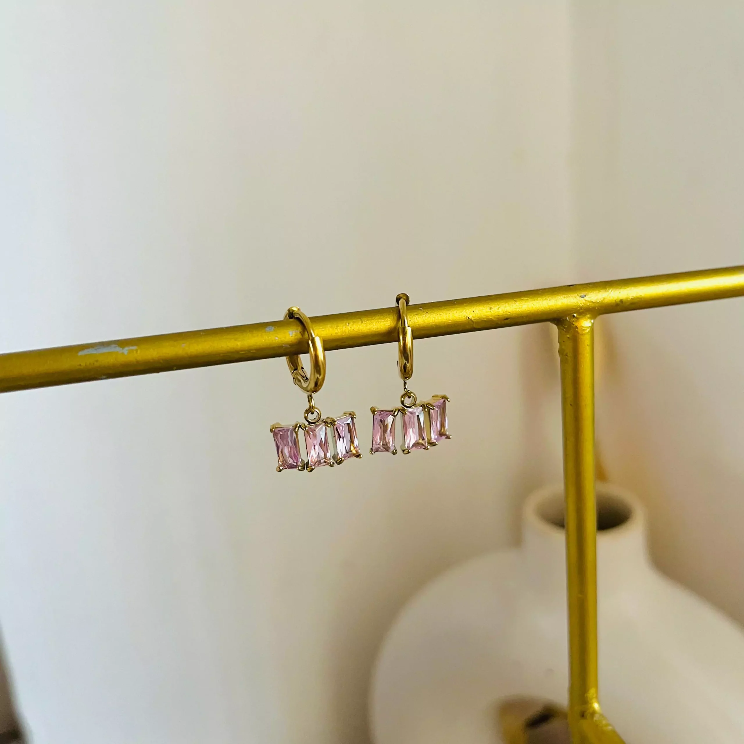 Triple Blocks Hoops – Pink