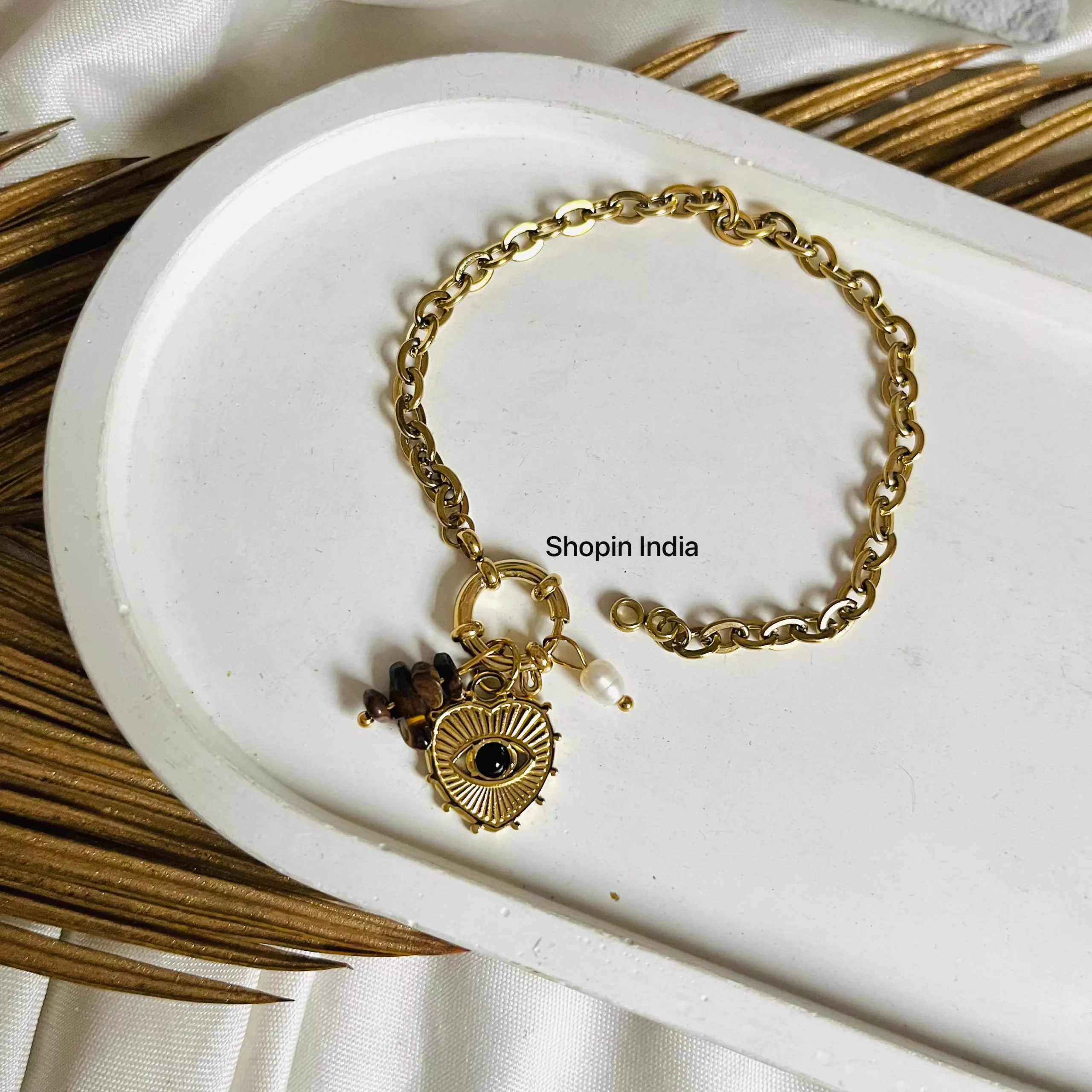 Heart Stoned Linked Bracelet