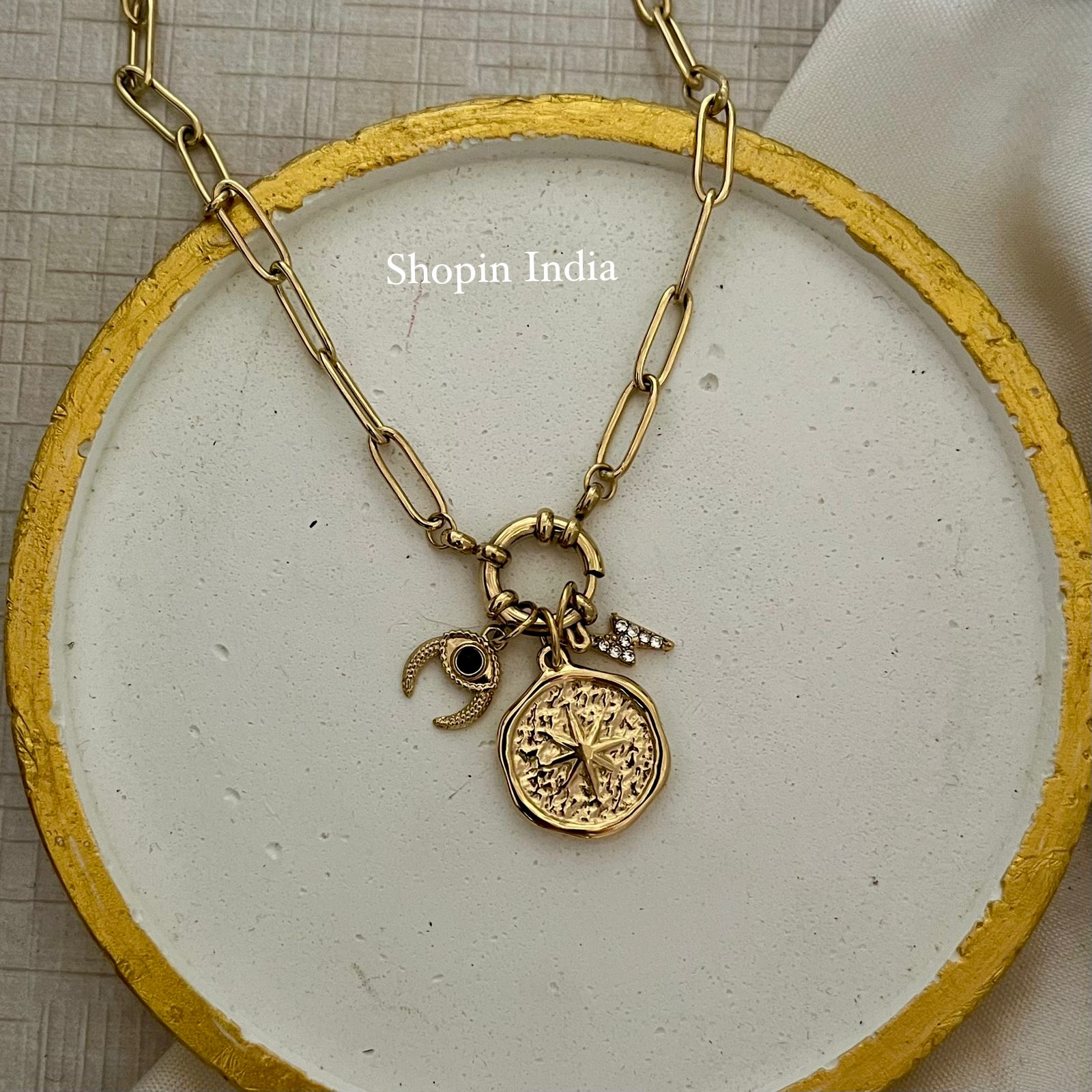 Multi Charms Linked Necklace- 7