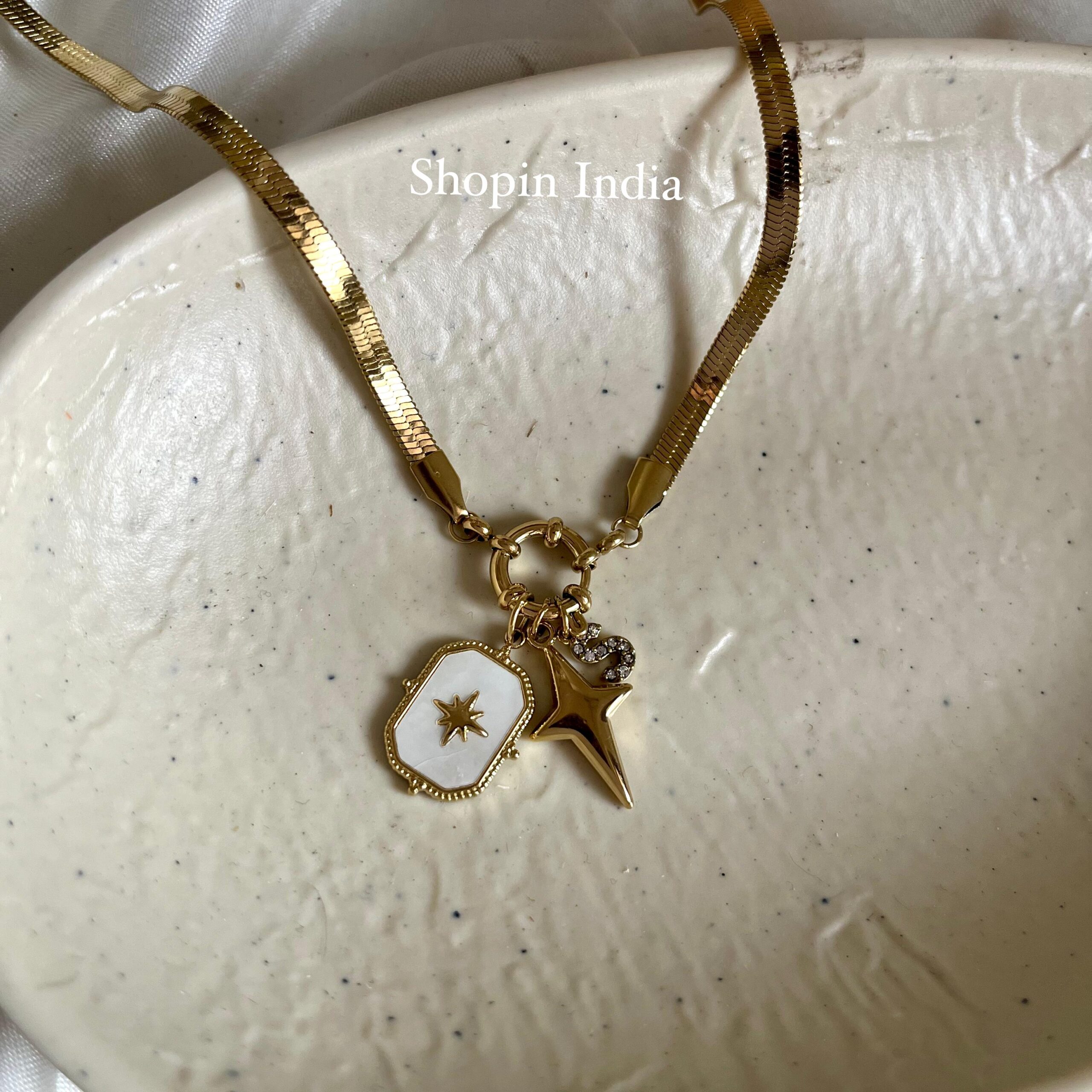 Multi Charms Linked Necklace- 2 (with Alphabet s)