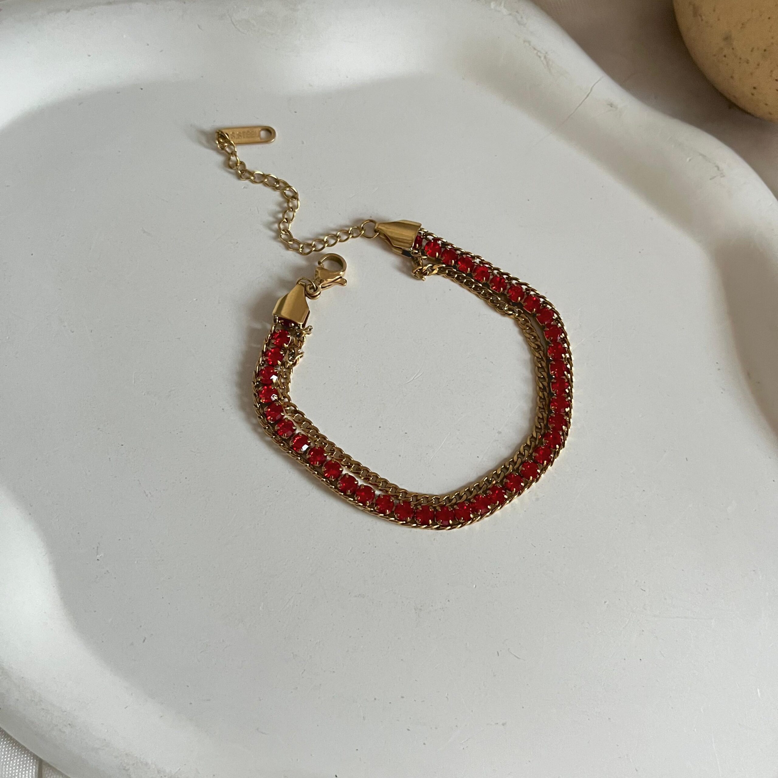 Lysa Chained Stones Bracelet – Red