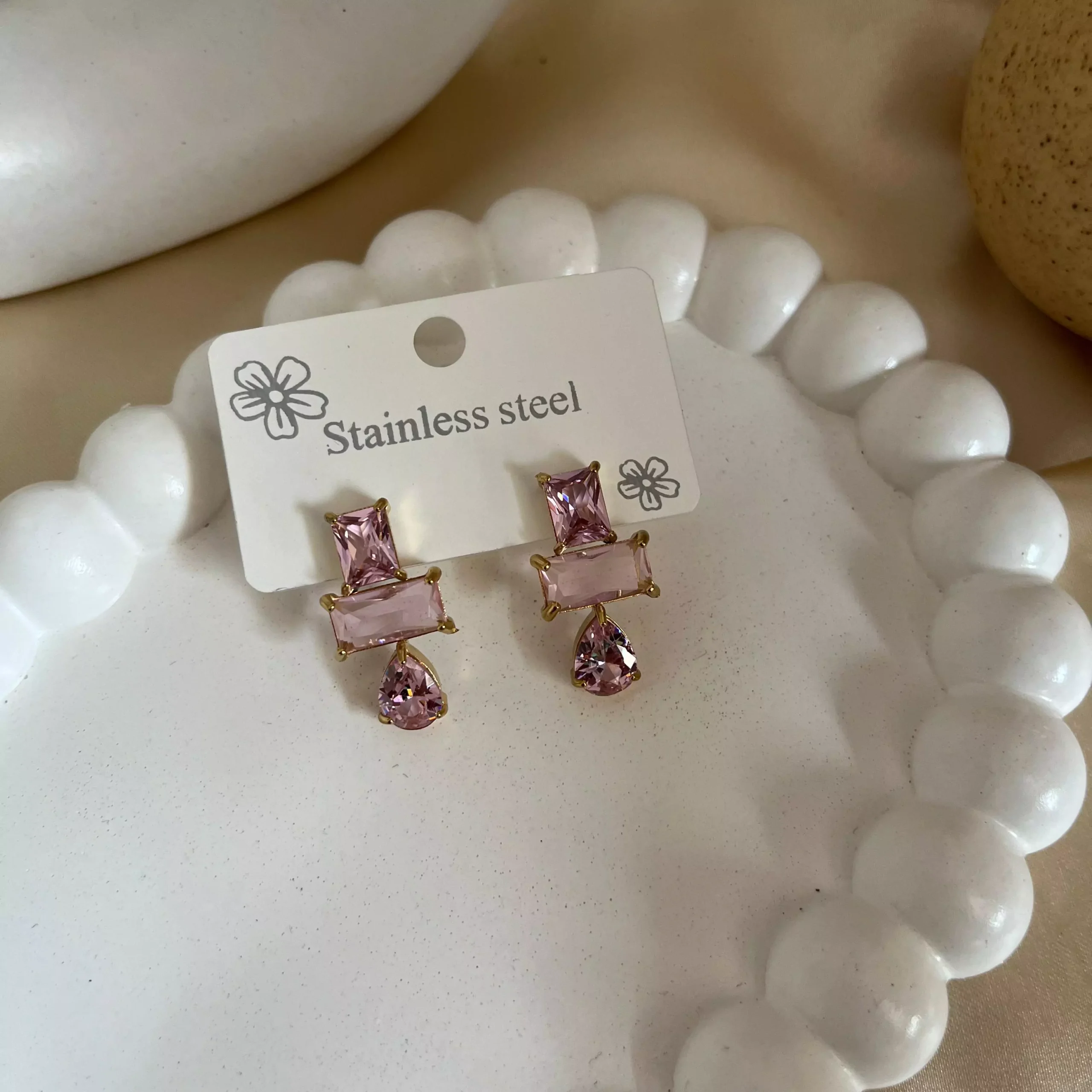 Sayle Crystal Earrings- Pink