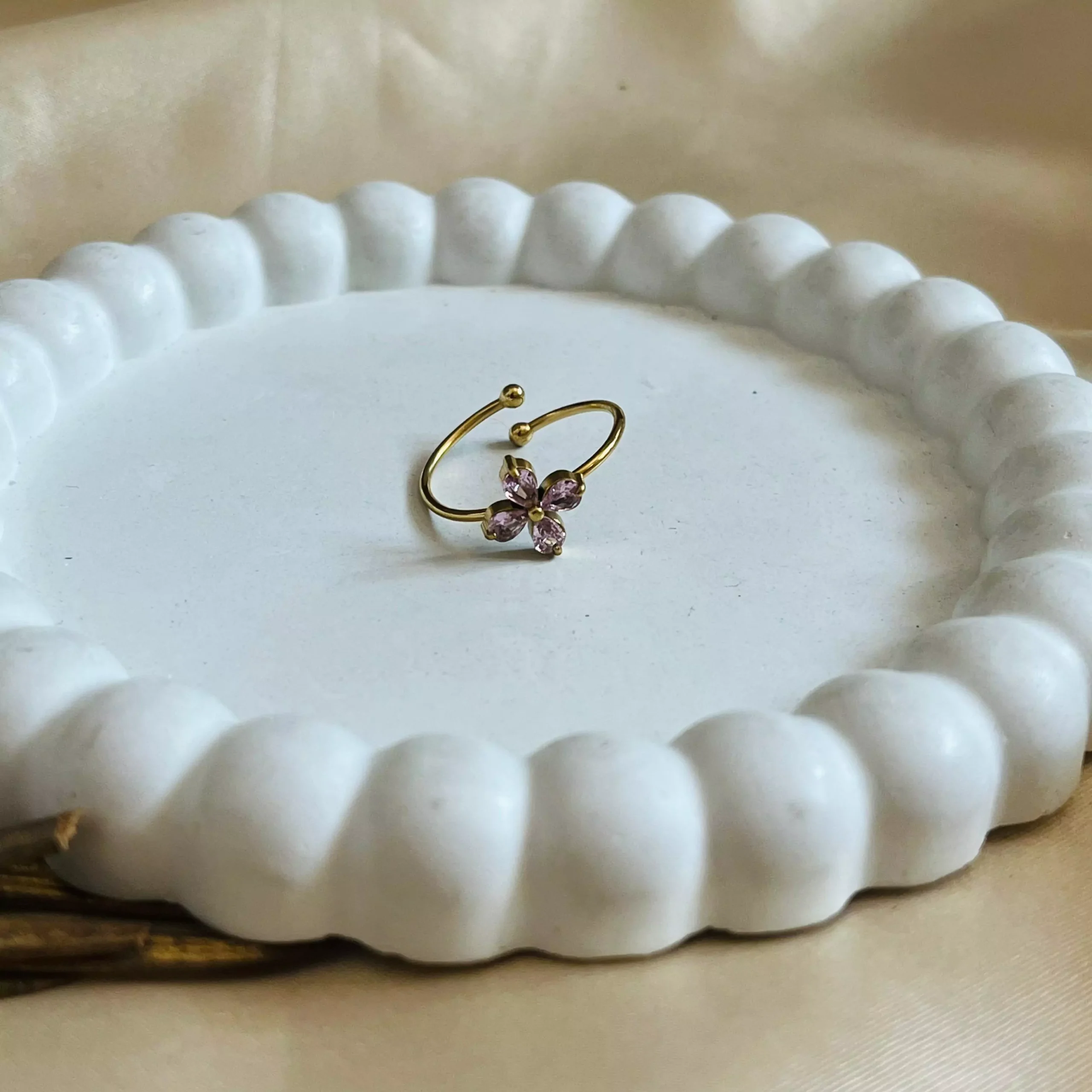 Floral Stones Ring - Pink - Image 2