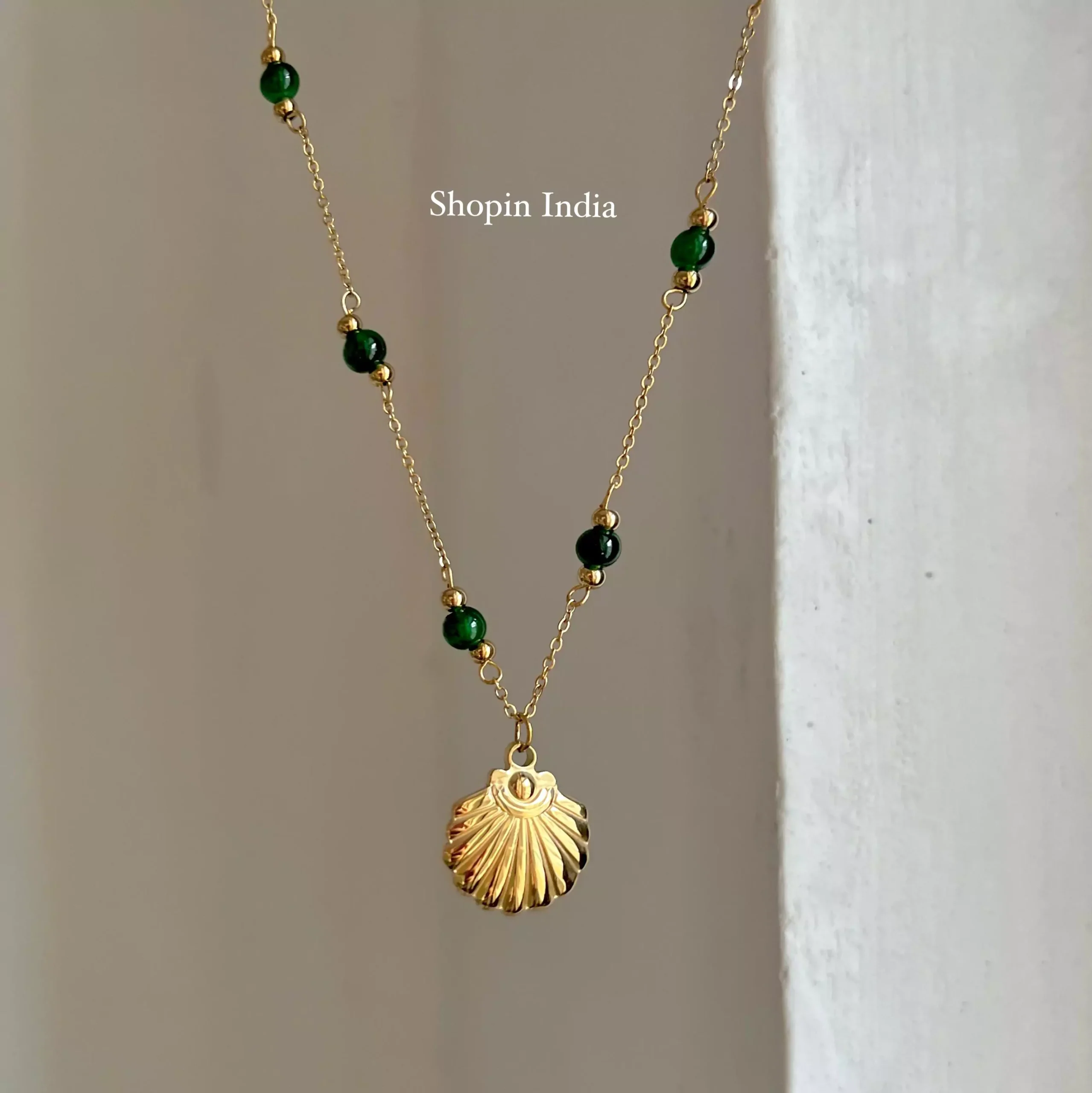Shell Green Beaded Necklace