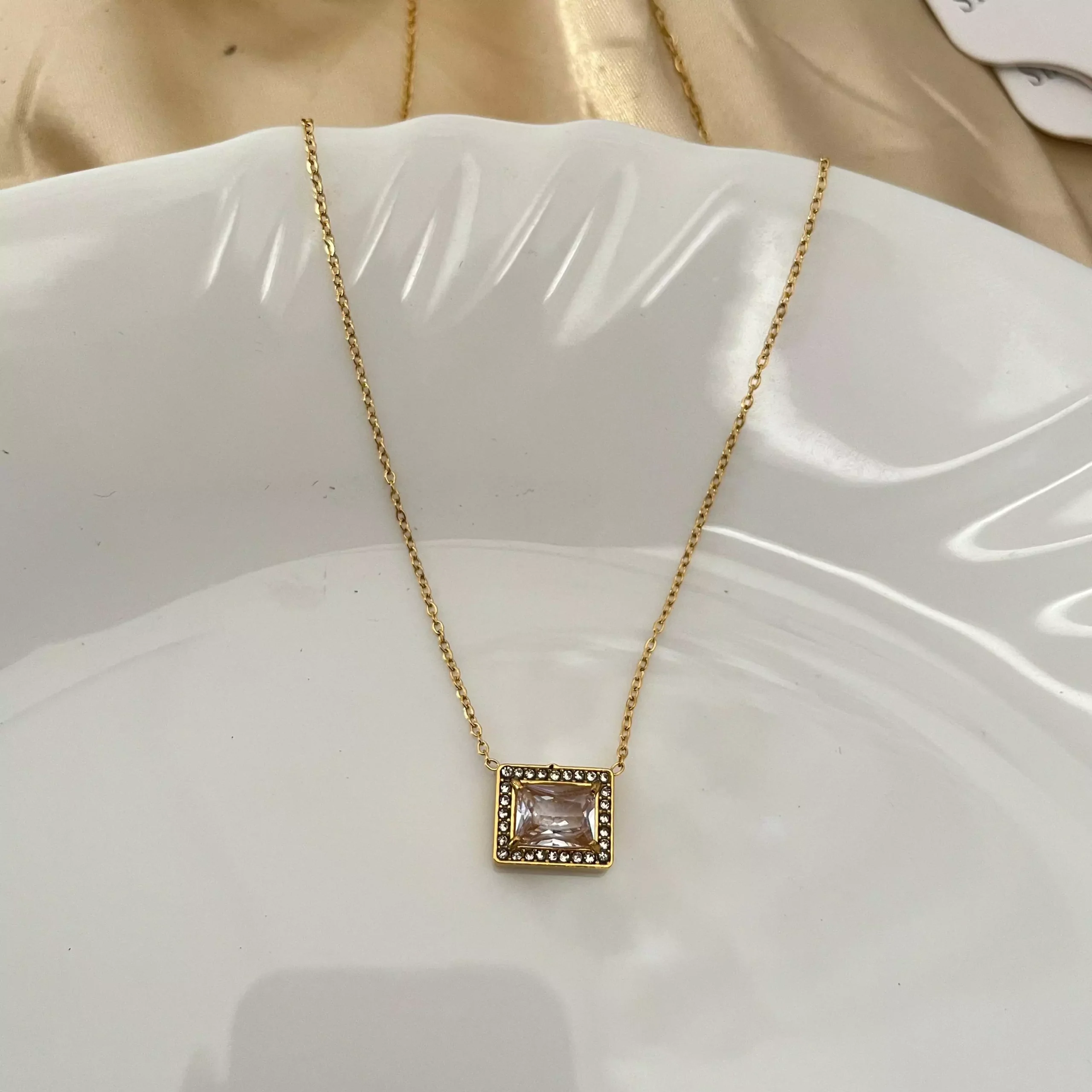 Crystal Box Studded Necklace