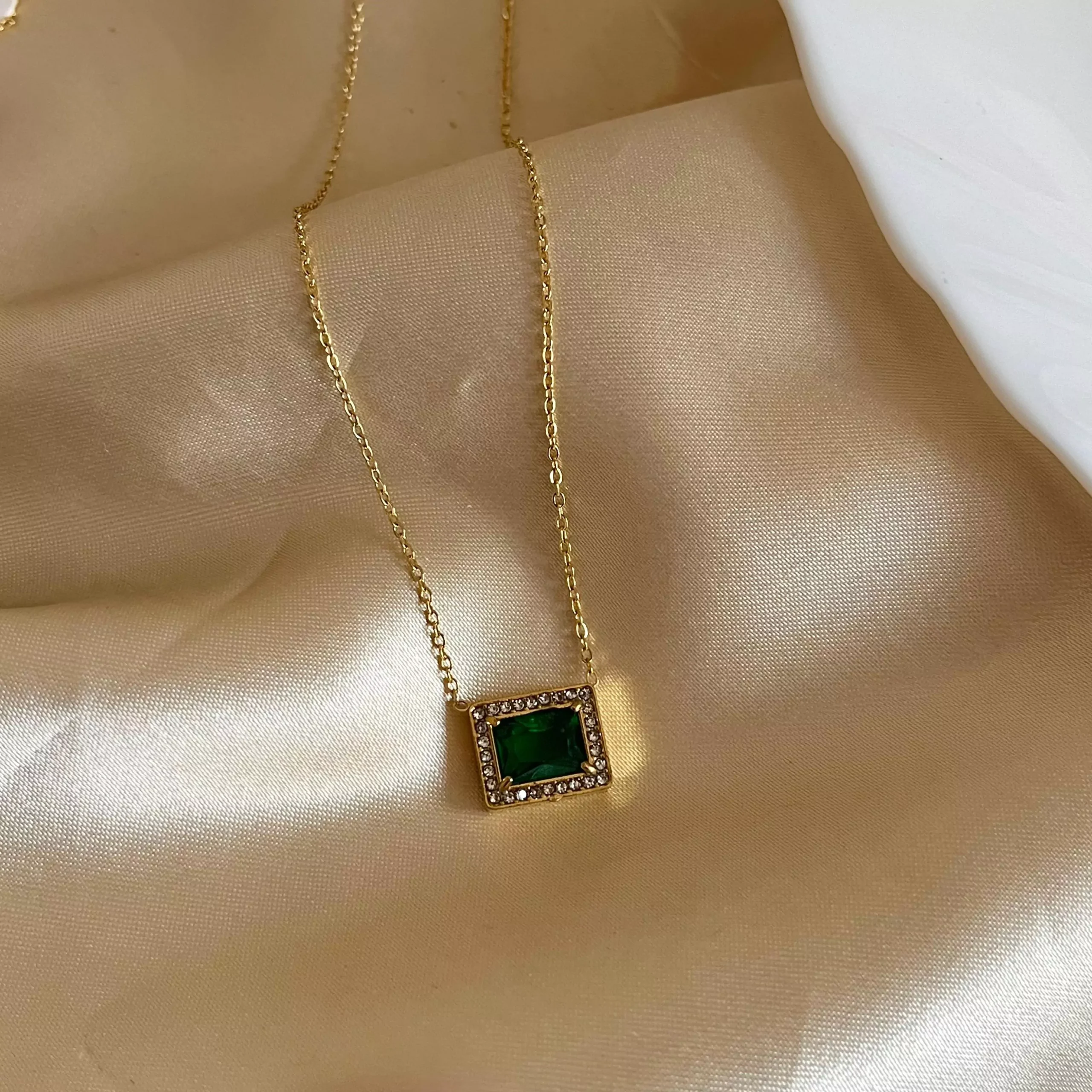 Emerald Box Studded Necklace - Image 2