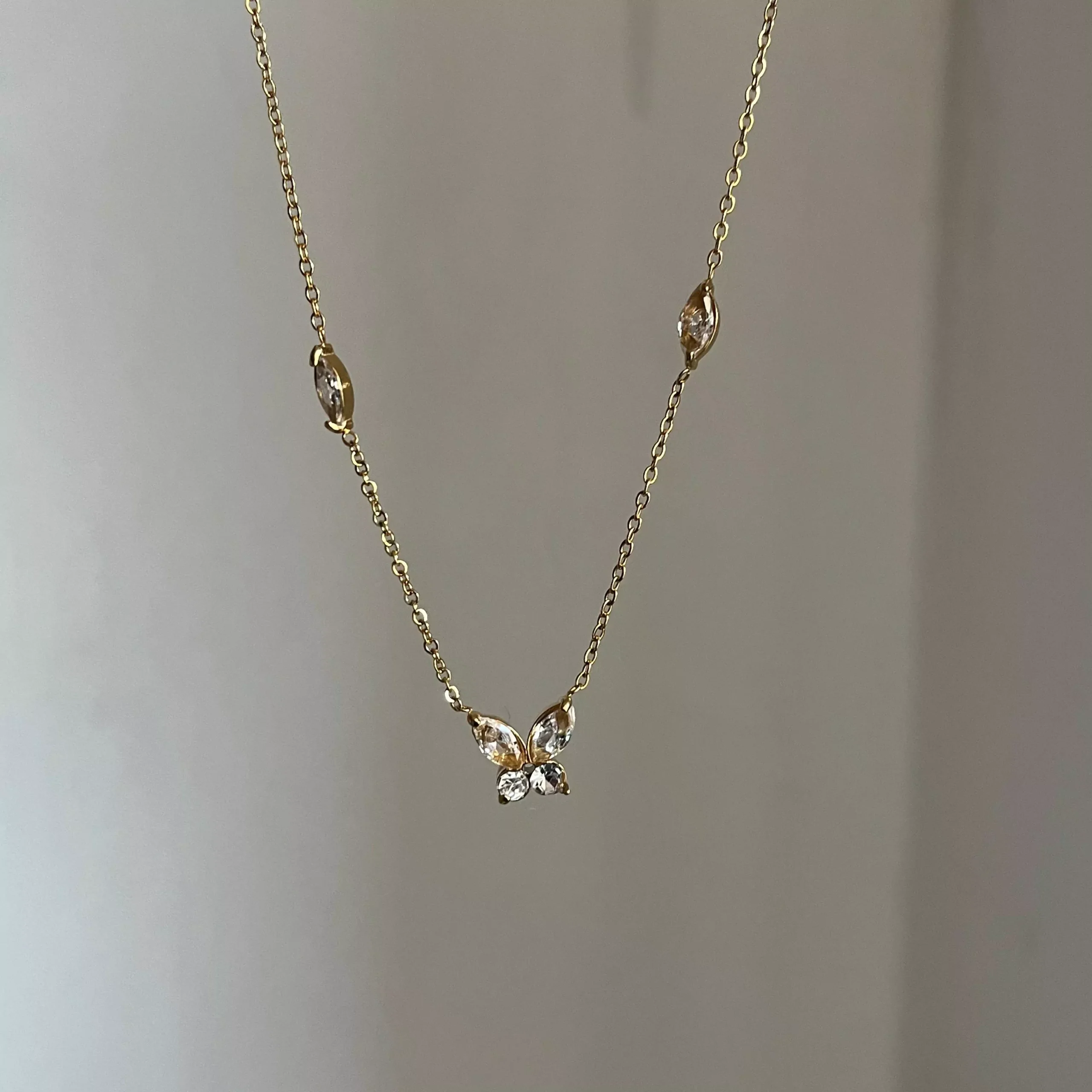 Crystal White Butterfly Necklace