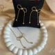 Ribbon Bow Necklace Earrings set