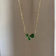 Shim Tri Stones Necklace- Green