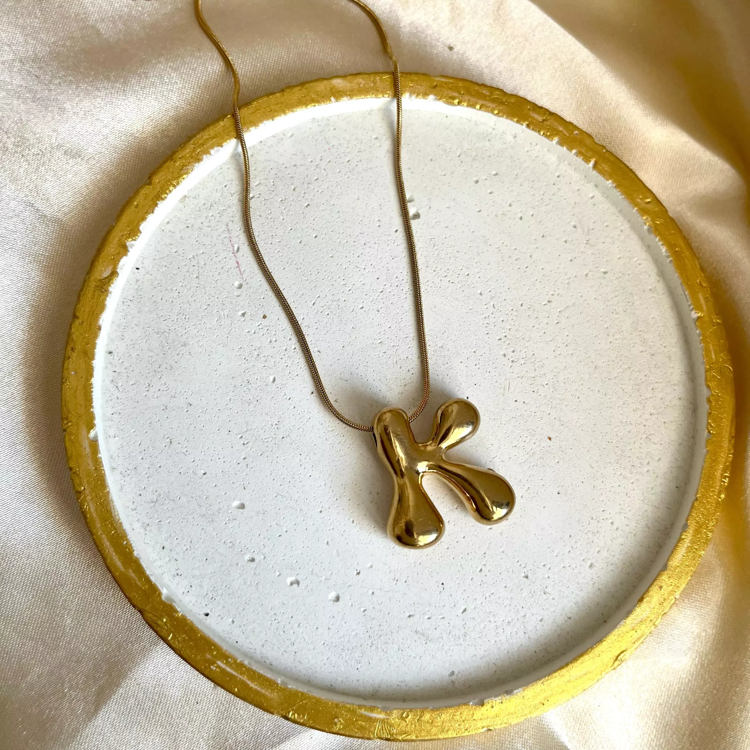 Chunky Initial Necklace- K - Image 2