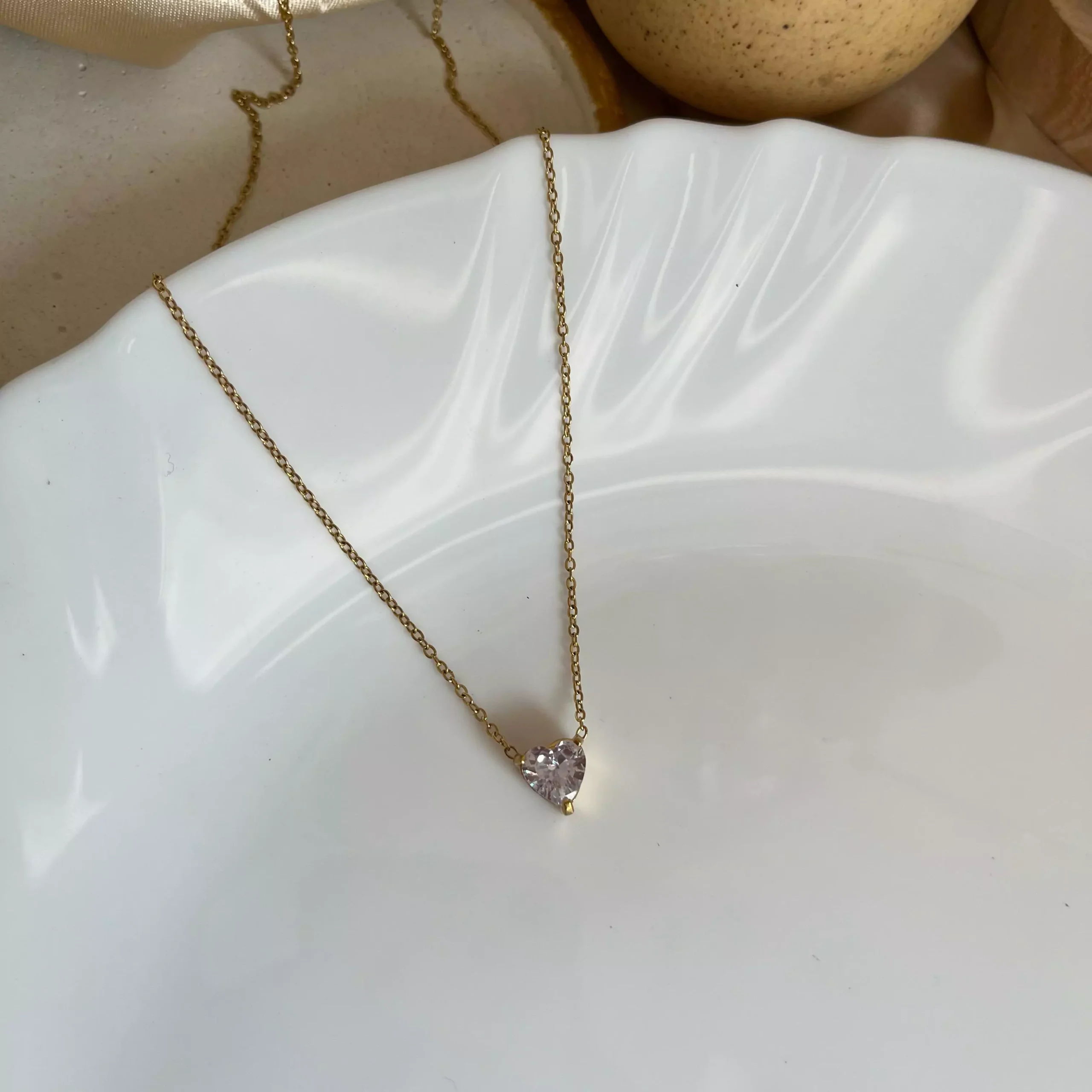 Crystal Heart Necklace- White