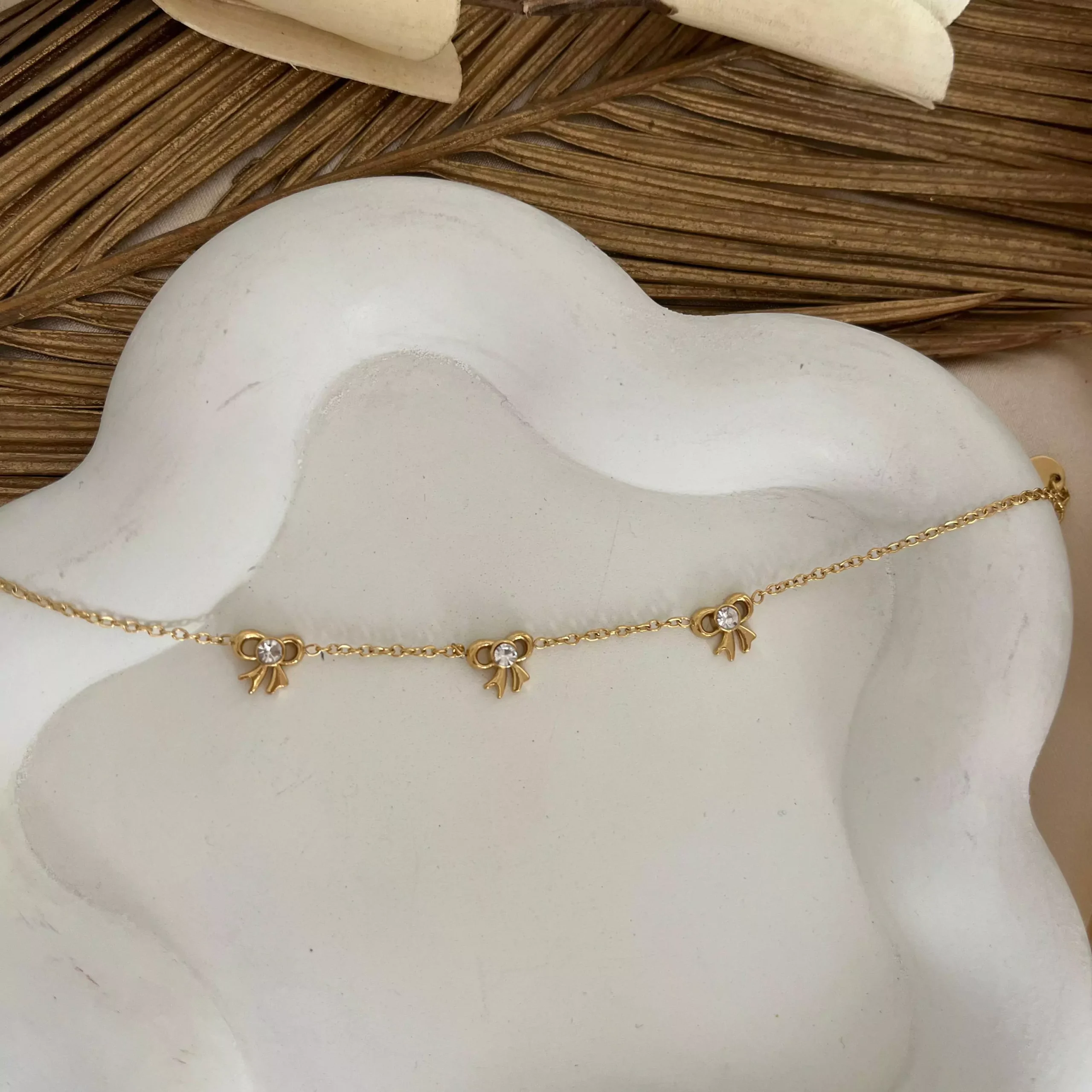 Bow Studded Bracelet- white